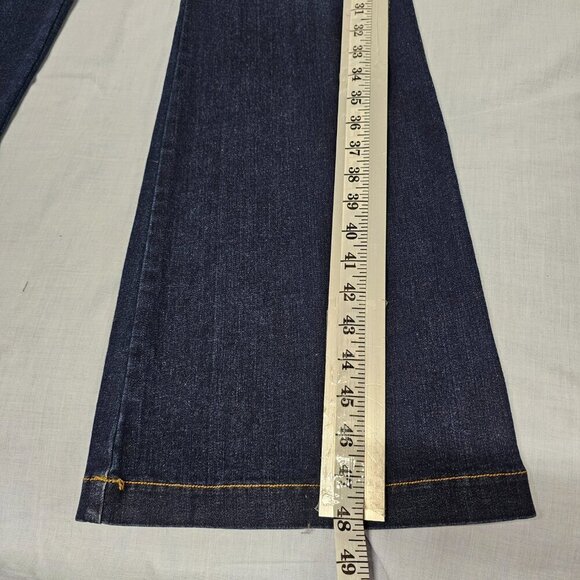 Spanx Wide Leg Pull On Women Jeans Size 1X Tall Blue Distressed Cotton - Picture 12 of 15